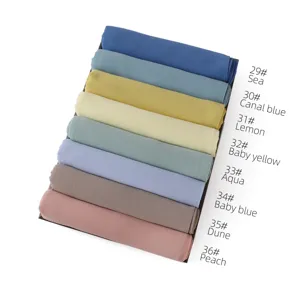 Sciarpa hijab in chiffon tinta unita, lunga e morbida sciarpa traspirante, set multicolore.