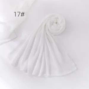 Solid color bark crinkle scarf, lightweight breathable long polyester headscarf for women.