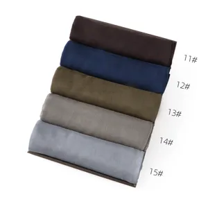 Detailed view of lightweight modal cotton linen scarves in assorted color rolls with variant codes.