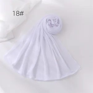 Solid color breathable crinkle long hijab soft fashion polyester scarf detail view