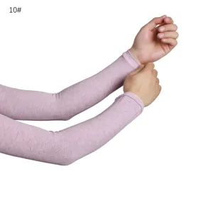 Detail shot of breathable modal arm sleeves in pink heather color, soft and elastic.
