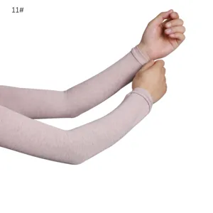 Detailed view of the pink modal arm sleeves, showing soft fabric texture and elasticity.