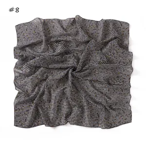 Retro grid print chiffon square scarf lightweight breathable fashion neckerchief for women.