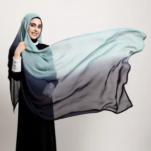 Écharpe en Viscose Dégradé Peinte à la Main Faite Main Chale Longue Large Douce Légère pour Femmes Mode
