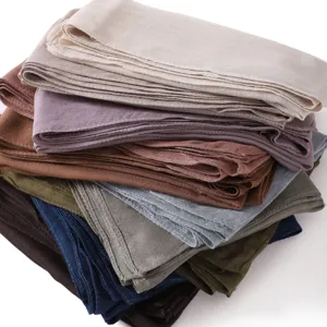 Multicolor solid cotton linen modal scarves set, lightweight breathable fabric detail.