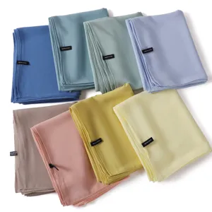 Foulard hijab en mousseline unie pour femme, long châle doux et respirant couvre-chef.