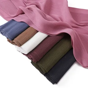 Elegant pleated shimmer chiffon scarf for women, glitter long hijab shawl wrap design.
