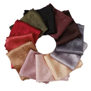 Satin leaf jacquard long scarf, soft silky material, elegant multi-color variant detail