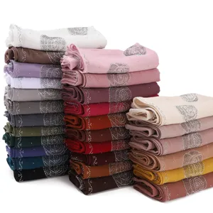 Rhinestone chiffon scarf detail view, elegant sparkle decor, soft drape fabric for women.