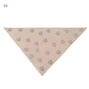 Detail view of solid color modal rhinestone rose triangular scarf shawl soft headscarf for women.