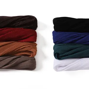 Solid color metallic splash pleated chiffon long scarf soft breathable women shawl