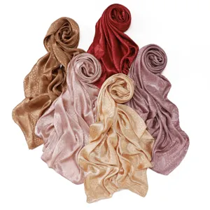 Satin silk jacquard long scarf headscarf elegant solid color breathable draping shawl