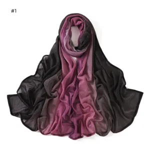 Close-up view of the soft gradient crinkle scarf fabric texture and pleated details.