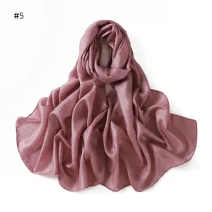 Elegante mauve gekreukte lange sjaal met glinsterende strass-details, chique damessjaal.