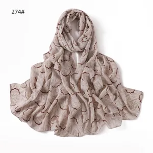 Detailed view of the 274# floral chiffon long scarf showing delicate print and soft drape.