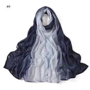 Gradient blue bark wrinkle scarf detail, breathable soft material, spring summer fashion.