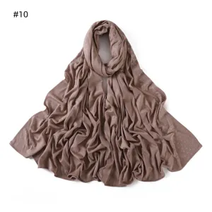 Solid color elastic mercerized cotton rhinestone jersey long scarf, soft and breathable.