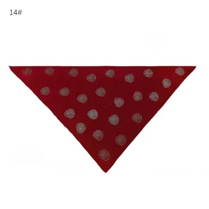 Red modal rhinestone rose triangular scarf detail, soft elastic headscarf shawl accessory.