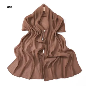 Solid color textured gold glitter pleated chiffon long scarf soft breathable women shawl