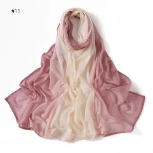 Gradient bark crinkle long scarf for women, breathable soft spring summer fashion hijab wrap