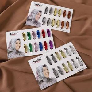 Épingles de hijab ovales métalliques colorées broches de sécurité clips de foulard