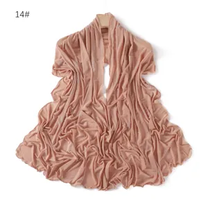 Solid color mesh long scarf with rhinestone cross patterns, soft and breathable, elegant shawl.