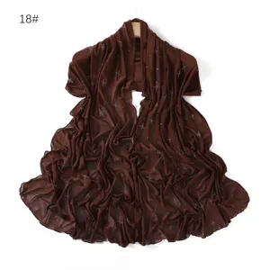 Brown mesh rhinestone scarf, lightweight sheer wrap shawl for women, elegant fashion accessory.