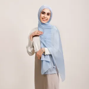 Women's Solid Color Island Satin Glossy Shiny Wrinkled Scarf Long Draping Headscarf Shawl Sun Protection Fashion Scarf