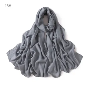Grey Modal Cotton Linen Scarf Detail View Lightweight Breathable Summer Shawl Material