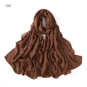 Brown modal linen scarf detail, lightweight breathable solid color wrap shawl drape.