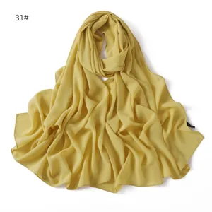 Einfarbiges Chiffon Kopftuch, leichtes atmungsaktives langes Tuch in hellem Gelb Ton.