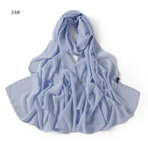 Hellblaue Chiffon Hijab Schal, weicher atmungsaktiver einfarbiger langer Wickelschal