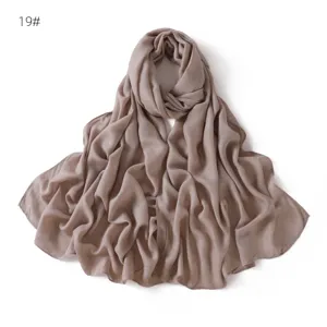 Lightweight solid color modal linen scarf, thin breathable soft shawl, simple detail view.