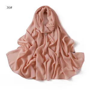 Einfarbiges Chiffon Hijab langes Tuch, leicht und atmungsaktiv, elegant drapierter Kopftuch.