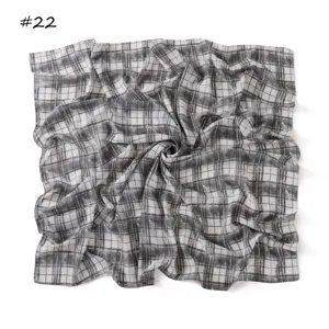 Retro black and white plaid chiffon square scarf, versatile fashion hair accessory or shawl.
