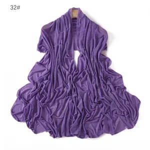 Purple rhinestone mesh long scarf, lightweight sheer elastic neck wrap for women elegant daily wear.