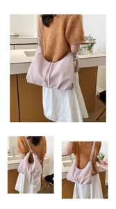 Sac cabas bandoulière épaule polyvalent rose pour navette, grand format au style élégant.