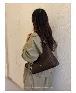 Femme sac porté épaule tressé rétro chic hobo sous les bras fourre-tout grande capacité