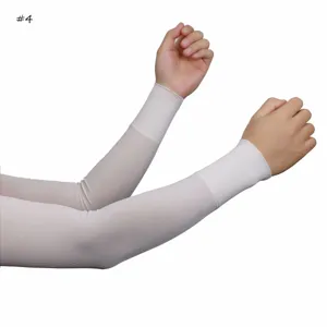 Solid color ice silk ribbed arm sleeves, breathable sun protection arm covers for outdoor.