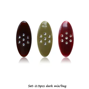 Crystal rhinestone oval plastic brooch pins decorative safety pins set for women scarf