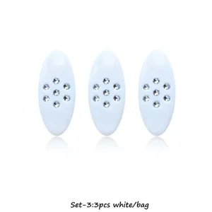 White oval rhinestone anti-glare safety pin set of 3pcs decorative brooch scarf clip