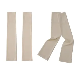 Solid color ribbed arm sleeves breathable ice silk sun protection elastic arm covers pair