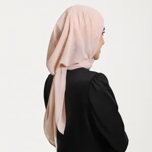 Hijab en mousseline couleur unie foulard léger confortable respirant pour femmes musulmanes