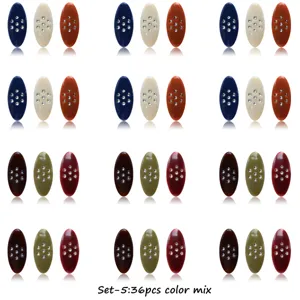 Colorful oval rhinestone plastic safety hijab pins scarf clips 36pcs mixed color set