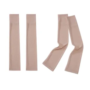 Solid color breathable ice silk ribbed arm sleeves sun protection nude anti-slip cuffs