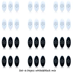 White and black oval rhinestone safety pin cover scarf brooch clips set 36 pieces.