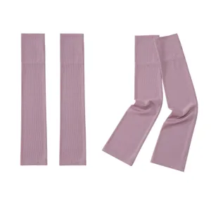 Solid color ribbed ice silk arm sleeves, breathable and elastic sun protection arm guards.