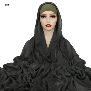 Set hijab increspato in rayon unito con cuffia interna coordinata per donne eleganti