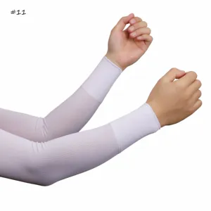 Ice silk arm sleeves detail shot showing breathable ribbed cuff and elastic fabric texture.