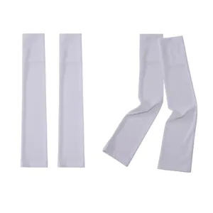 Solid color breathable ice silk ribbed arm sleeves for sun protection, elastic and comfy.